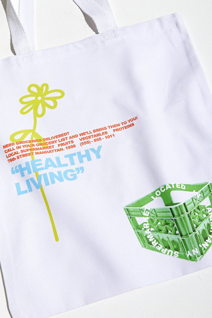Healthy Living Puff Print Tote Bag
